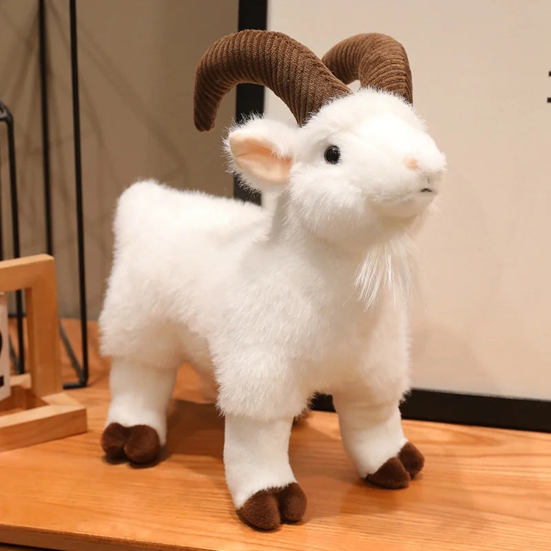 Hot Realistic Goat Plush Toy Bag Pendant Lifelike Simulation Mountain Stuffed Animal Doll Soft Fluffy Ram Plushie Birthday Gift