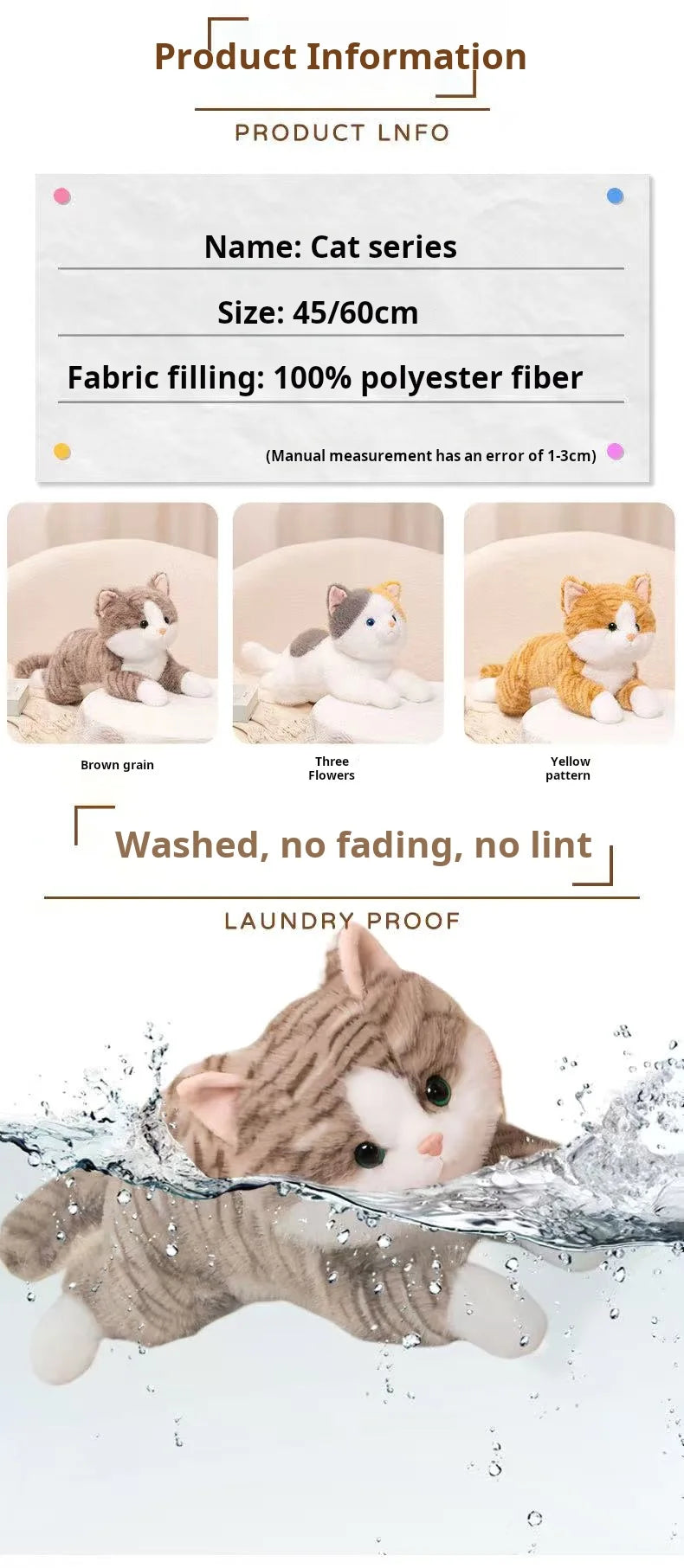 40/60cm Party Cat Doll Plush Toy Handmade Doll Cartoon Anime Cute Cushion Pillow Home Decoration Children's Birthday Gift Toy
