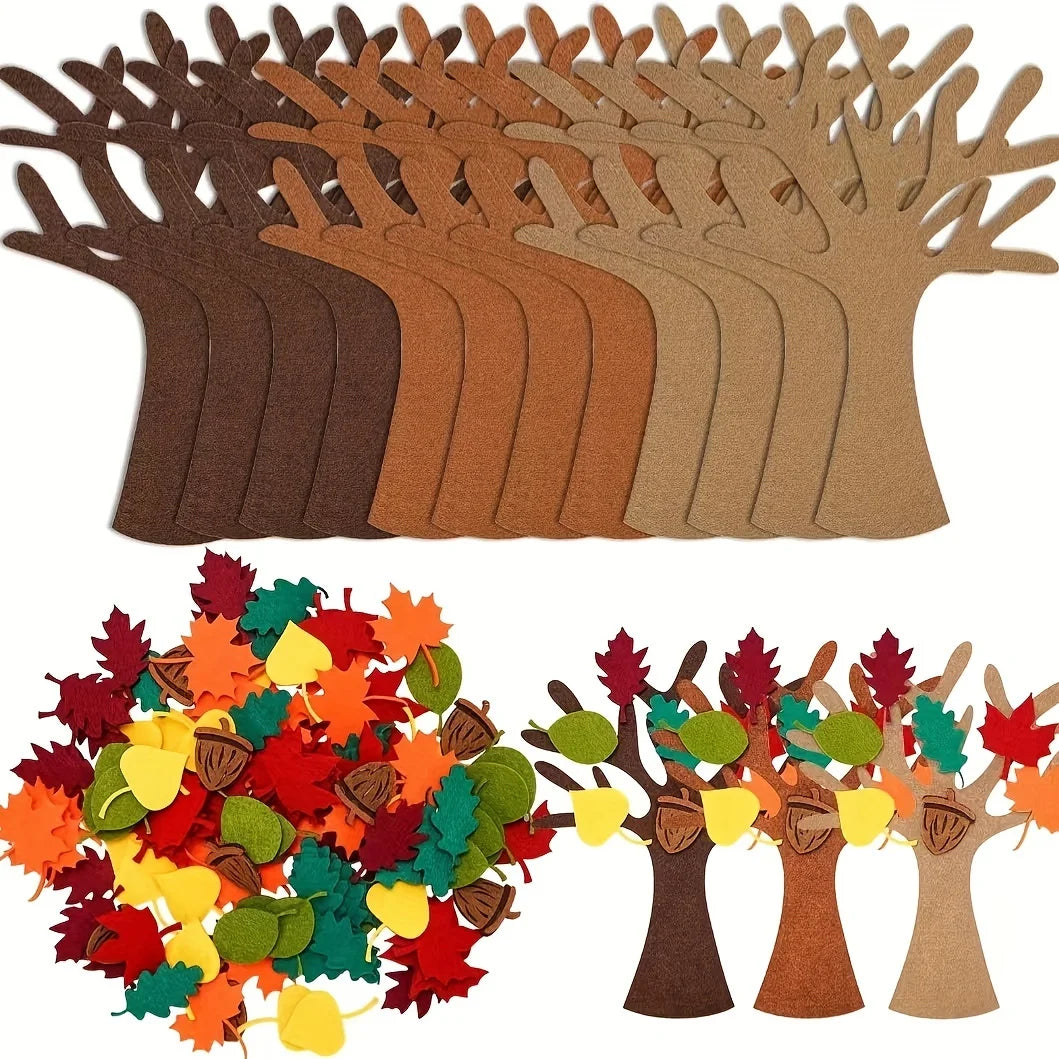 96pcs Classic Felt Tree Craft Kit  DIY Decor for Home Autumn Thanksgiving Party Gift, Tutor Door Wall Hanging Decoration