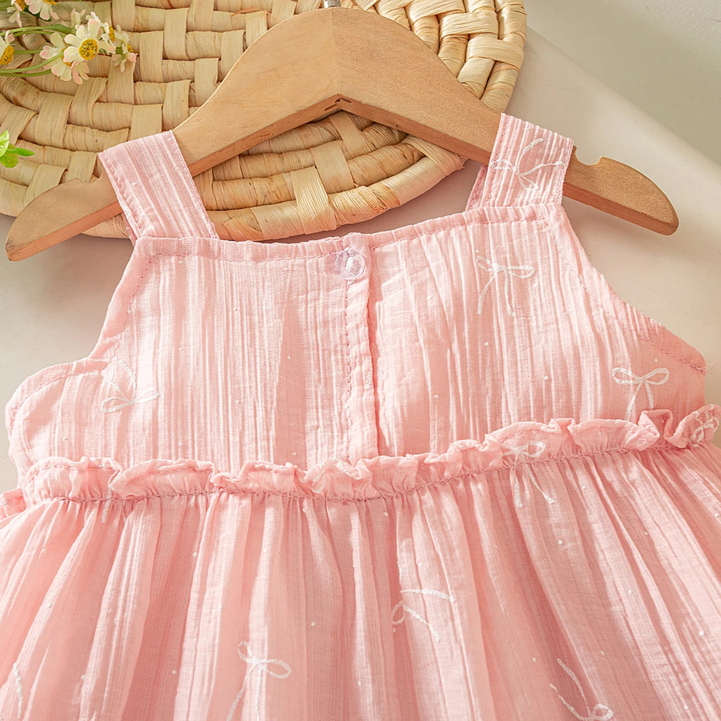 Casual Baby Clothes Korean Style Sweet Pink Baby Girl Suspender Dress Summer Birthday Party Gift Toddler Princess Dress