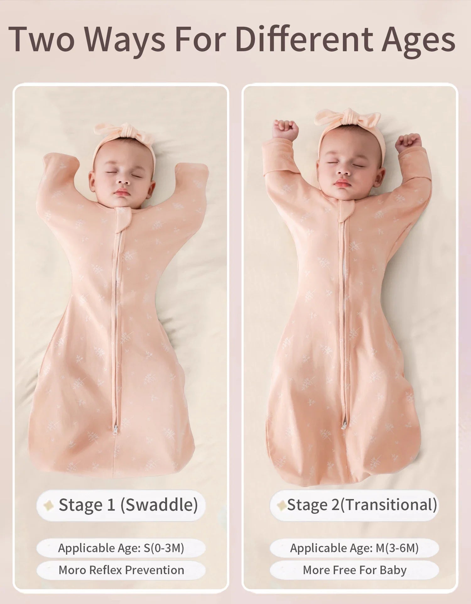 INSULAR Long Sleeves Baby Sleeping Bag,100%Cotton Thin Breathable Pajamas,Anti-Kicking Cocoon Envelope Sleep Sack for Newborn 2.