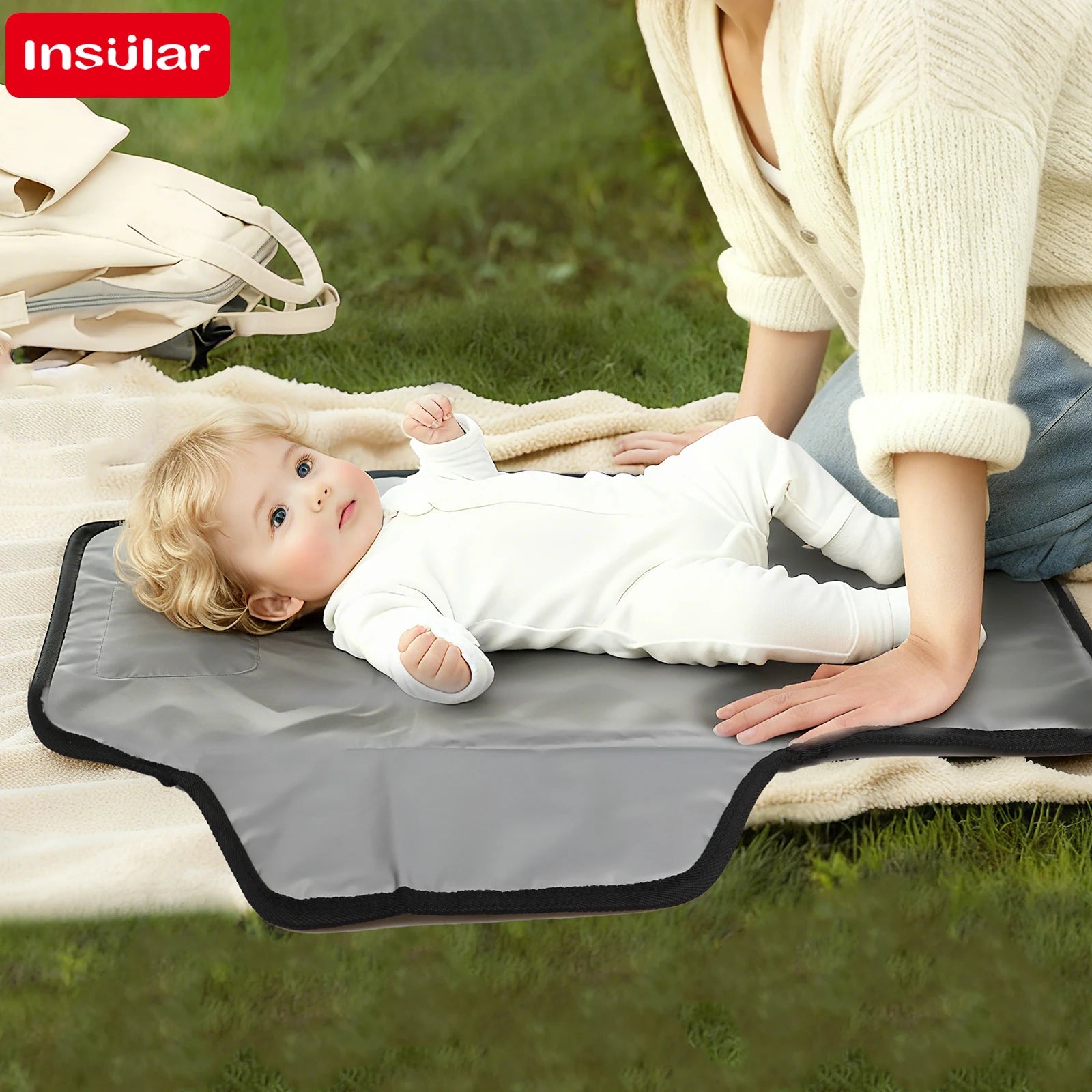 Portable Baby Diaper Mat Foldable Waterproof Cushion Multifunctional Changing Pad Travel Easy Storage Polyester Fiber
