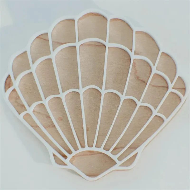 Bohemian Wooden Acrylic Shells and White Mermaid Home Decor Room Background Wall, Nautical Theme Shell Wall Decor for Boys and Girls Room