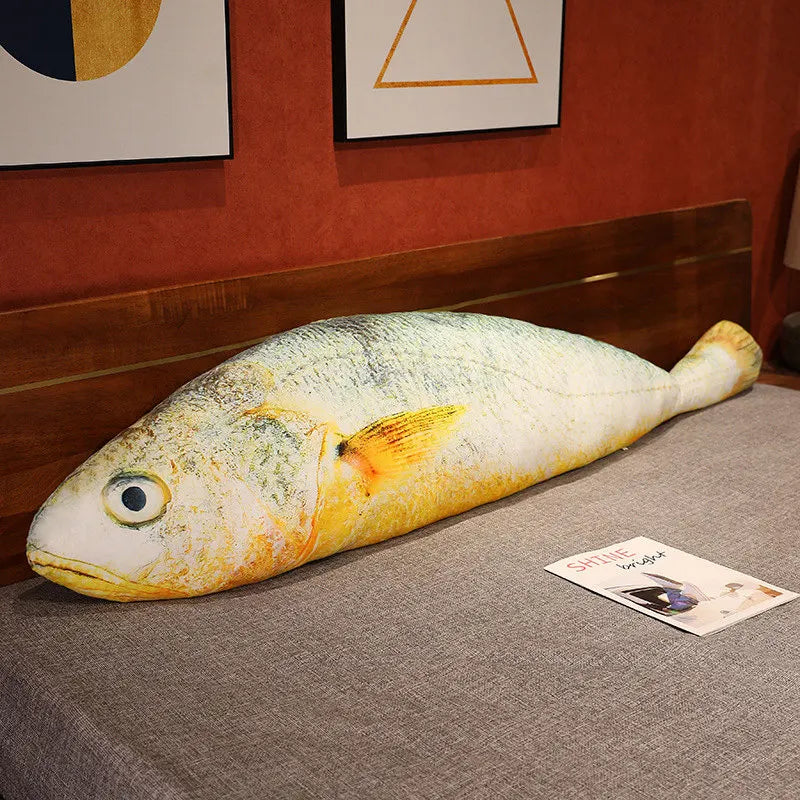 Artificial yellow croaker Plush Pillow Imitation Funny Fish Stuffed Pillow Emulational Home Sofa Plush Decoration Cushion