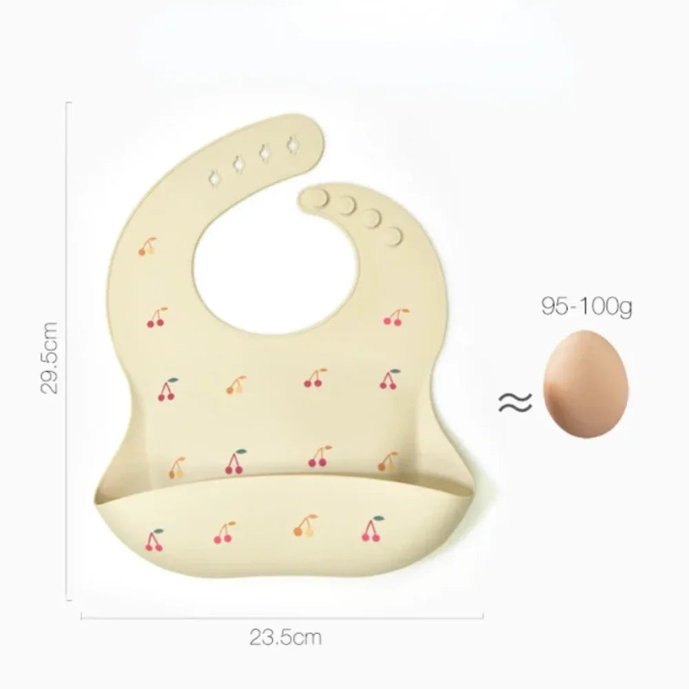 New Baby Bibs BPA Free Waterproof Soft Silicone Saliva Solid Dripping Bib Cartoon Print Adjustable Lunch Aprons Baby Accessories