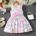 4-7 Year old Girls' Sleeveless Dress, Round neck Unicorn Print, Colorful Dreamy Dress, Girls' Summer Outfit children's clothing