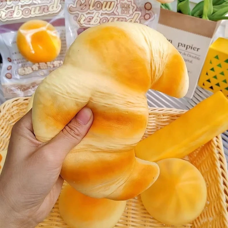 Squishy Croissant Squeeze Toy Slow Rising Sticky Stress Relief Toy Super Soft Food Creative Simulation Bread Anti-anxiety Gifts