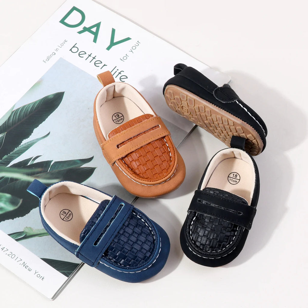 Baby Unisex Slip-on Toddler Shoes Spring And Autumn 0-18 Months Three Colors PU Leather And TPR Sole For Baby Boys And Girls