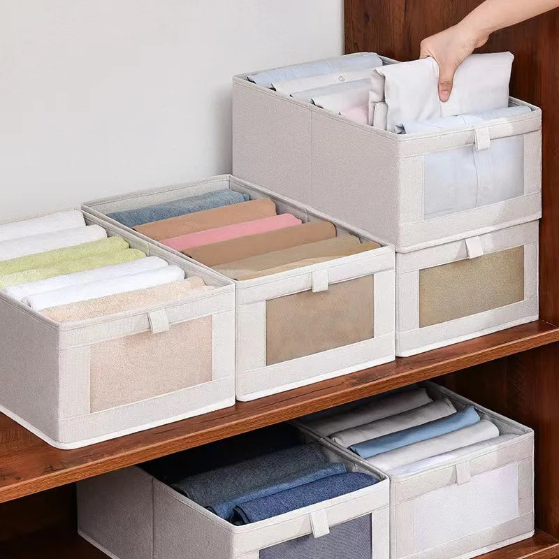 1Pcs Foldable Boxes Pants Storage Box Clothes Organizers of Cabinets and Drawers Fabric  for Bedroom Wardrobe Organization Home