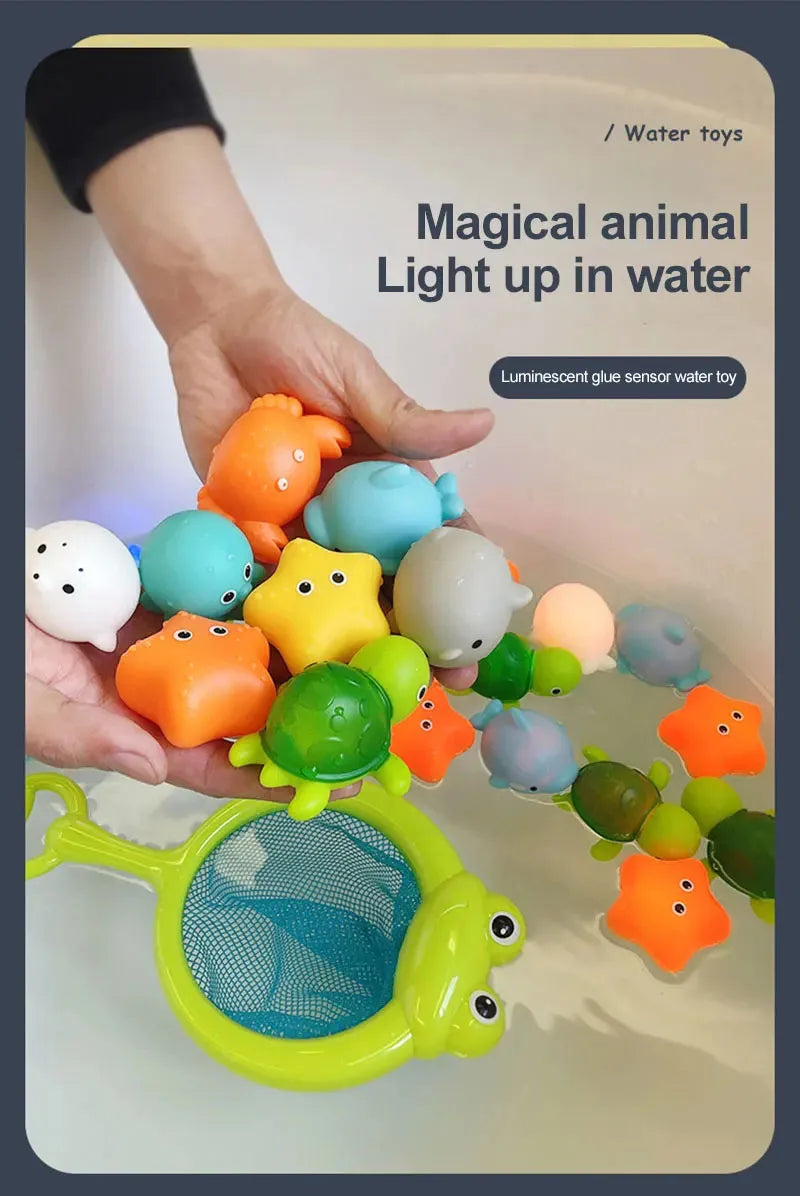 9pcs Floating Light Up Animal Bath Toy Safe PVC Material For Children 3-5 Years Old Perfect For Pools 195F