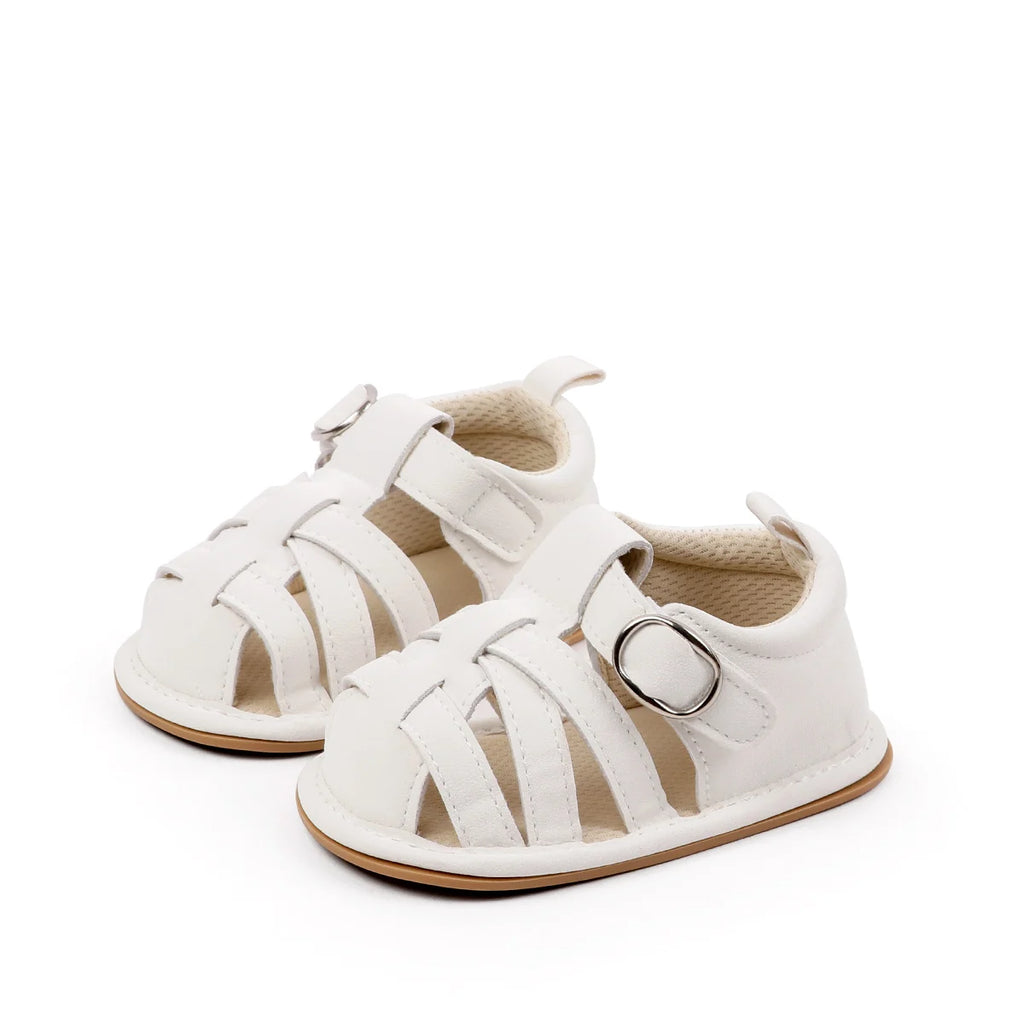 Cross Strap Hook and Loop Baby Walking Sandals Summer Lightweight Breathable Rubber Sole Newborn Casual Footwear For 0-18 Months