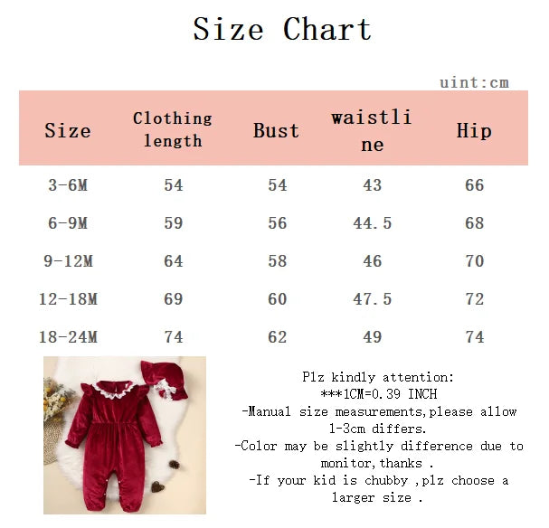 Cute Baby Girl Red Velvet surface Lace Bodysuit +top hat 0-2 year old baby girl spring And autumn Bodysuit  Festival Clothing