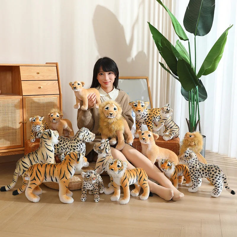 New Simulation Lion Tiger Leopard Plush Toys Home Decor Stuffed Cute Animals Dolls Gift For Children Birthday Christmas