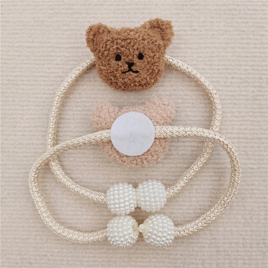 Ins Style Korean Style Plush Bear 1 Pearl Buckle Curtain Tie Kidsren's Room Decoration Mosquito Net Tie Rope Tie Rope