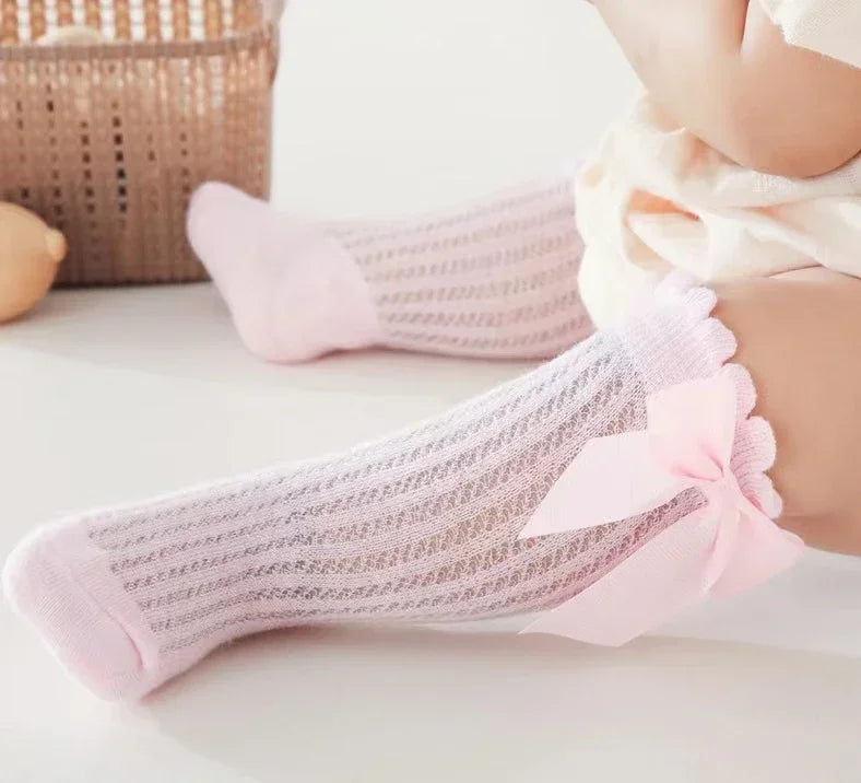 Red Bow Tie Knee High Tube Socks Girls