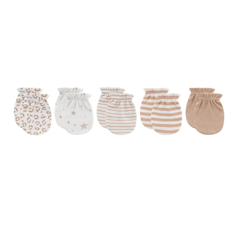 Kiddiezoom Newborn Gloves 0-6M 4/5 Pairs 100 Percent Cotton Breathable Baby Mittens For Newborns