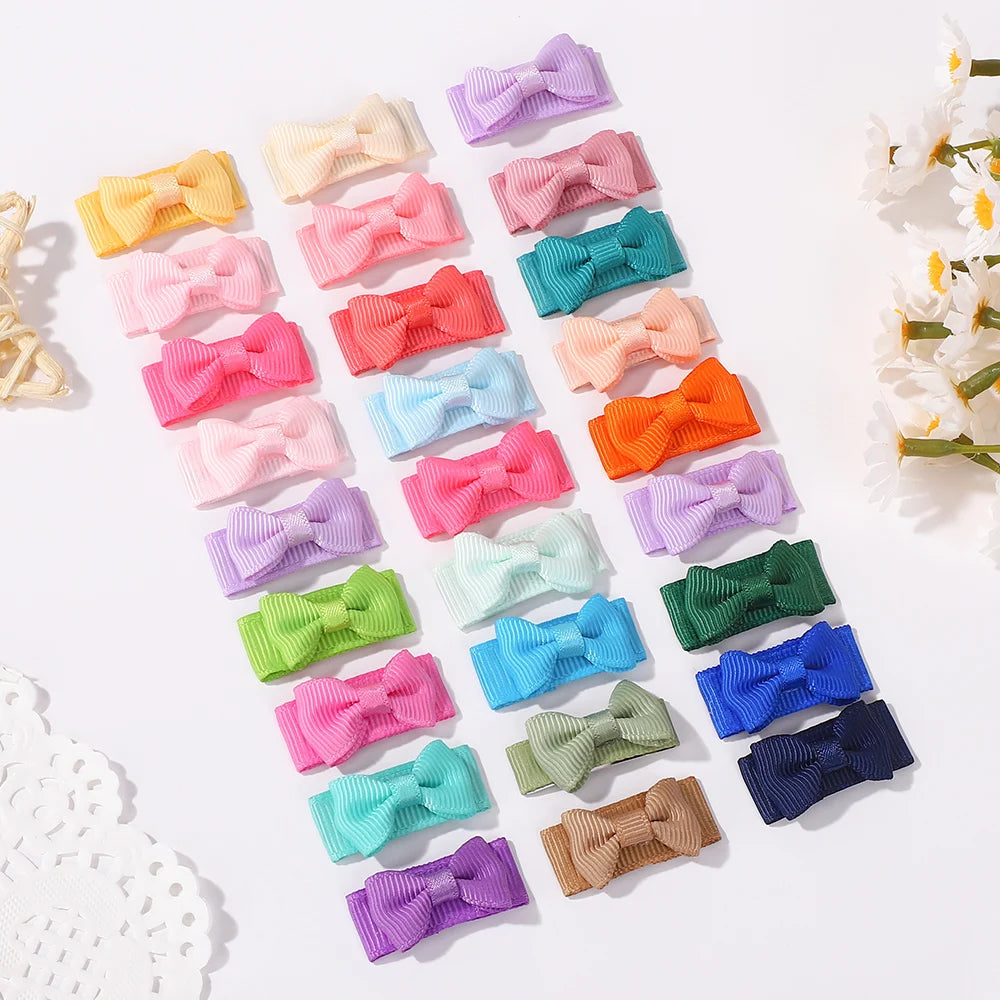 20Pcs/set Baby Safe Hairpins Mini Bows Hair BB Hairclips Candy Color Hairgripes Children Lovely Hair Accessories