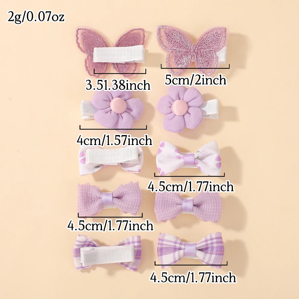 10Pcs/set Children's Flower Hair Clips Trendy Adorable Headwear Hair Decorations for Girls Cute Hairpins Hair Accessories
