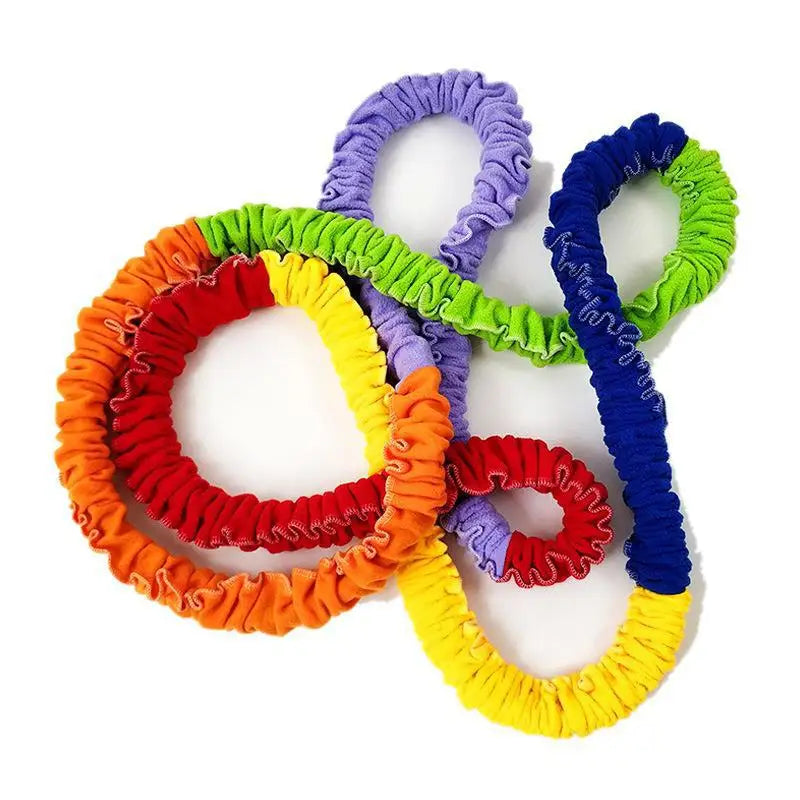 Elastic Rainbow Rope Stretchy Band Running Pull Circle Outdoor Team Sports Kindergarten Physical Training Equipment Outdoor Toy