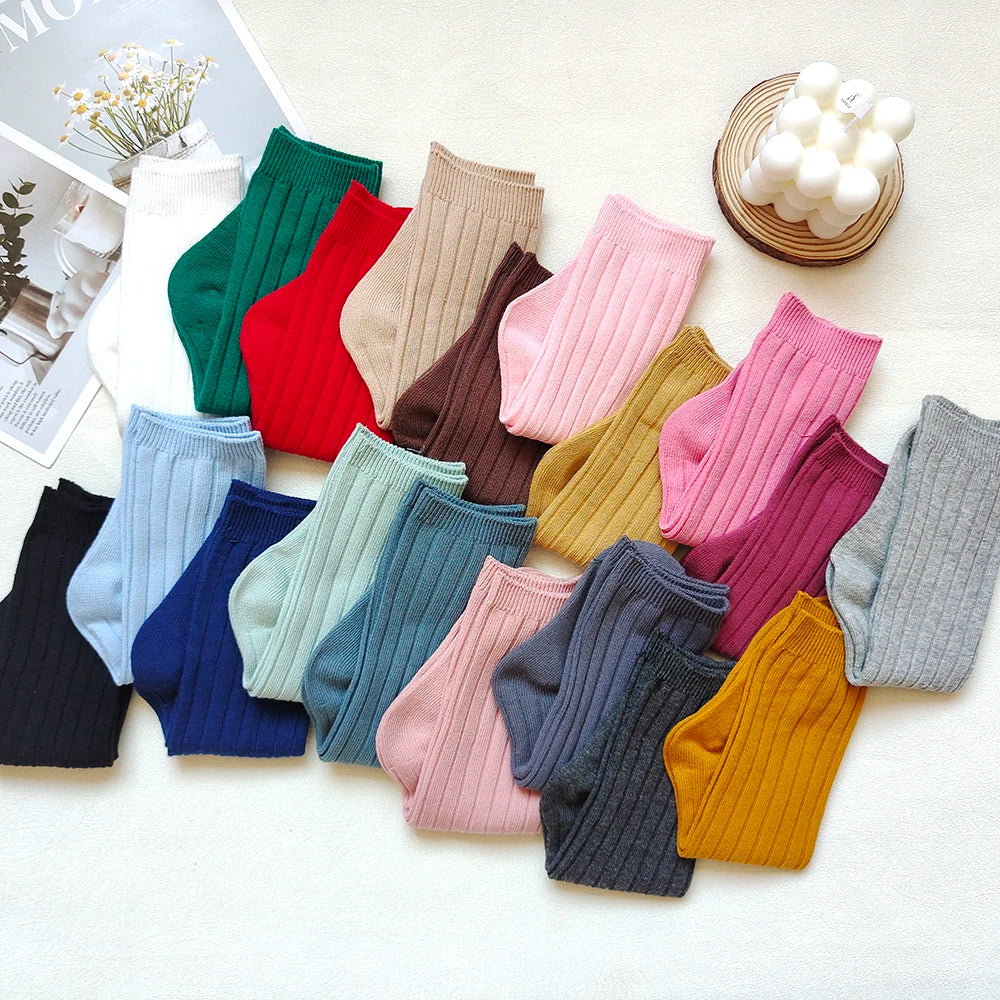 New Fashion Boys Girls Knee High Socks Cotton Breathable Stripe Kids Casual Sock Children School Uniform Socks Baby Socken Long