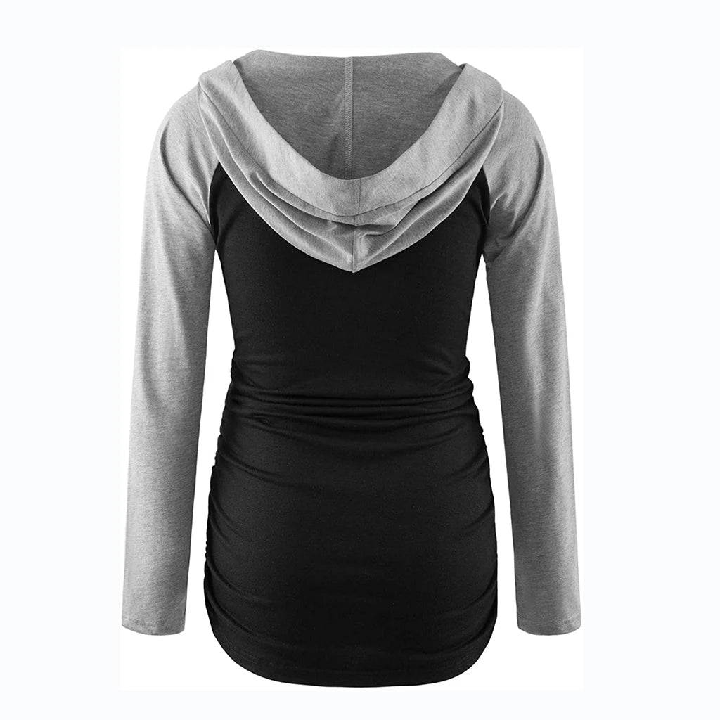 Women Maternity Hoodies Striped Print Long Sleeve V-neck Hoodie Sweatshirts Top Mom Pregnant Nursing Autumn And Winter Clothes