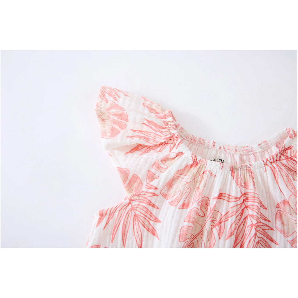 2 Pcs/Lot Cute Baby Girl Flying Sleeve Bodysuits Summer Newborn Sleeveless Onesies  Months Infant Clothes Home Outdoor Party -