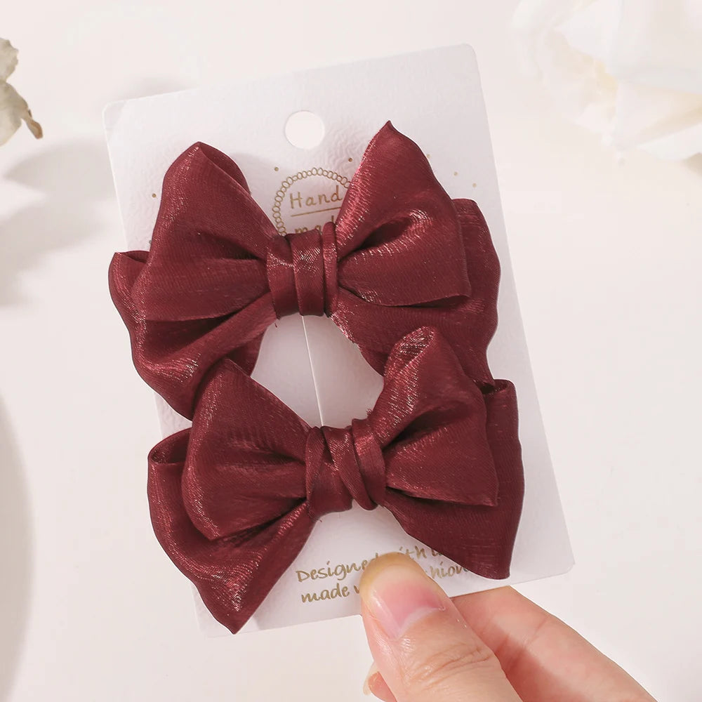 2Pcs/lot Princess Chiffon Bow Ponytail Hair Clips Girls Kids Hair Jewerly Hairpin Barrettes Fashion Hair Accessories