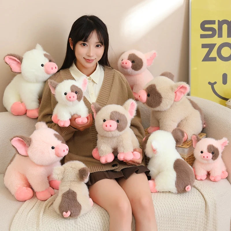 Cute Sitting Animals miniature fragrant pig Cat Soft Plush Dolls Stuffed Lifelike piglet Plushie Baby Toys Gifts For Children