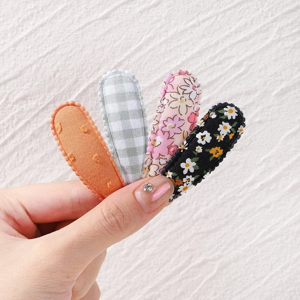 10pcs/set Baby Kids Fresh Print Cotton Alloy Hair Clips Fabric Plaid BB Hairpins Toddler Hairgrips Headwear Hair Accessories