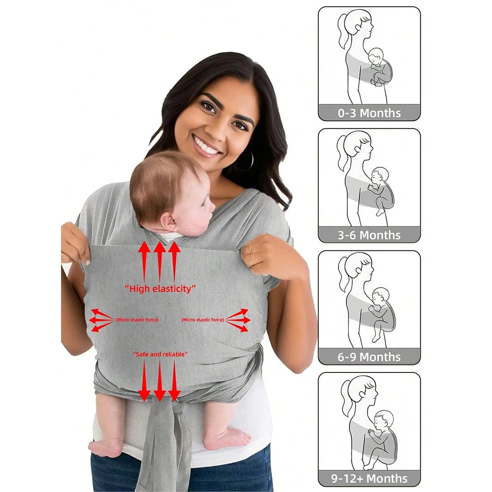 Baby Carrier Newborn 0-24 Months Adjustable Baby Sling Wrap Stretchy Carrier Belt Toddler Multifunctional Portable Warp