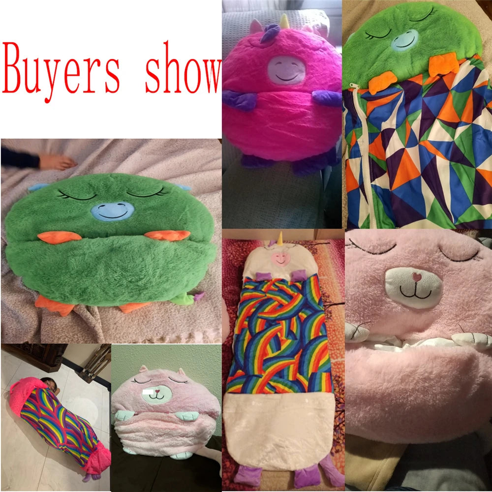 Kids Cartoon Sleepsacks Children's Sleeping Bag With Pillow Plush Doll Pillow Boys Girls Baby Animal Sleep Sack For Birthday