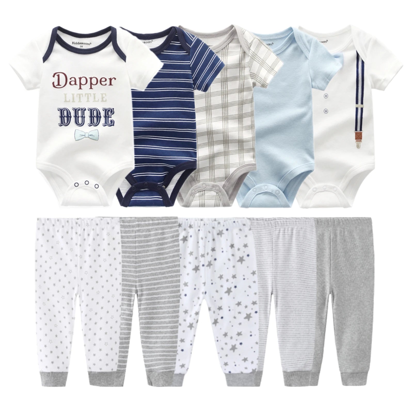 Cartoon Cute Baby Clothing Set for Newborns Bodysuits and Pants Four Seasons 10 Pack
