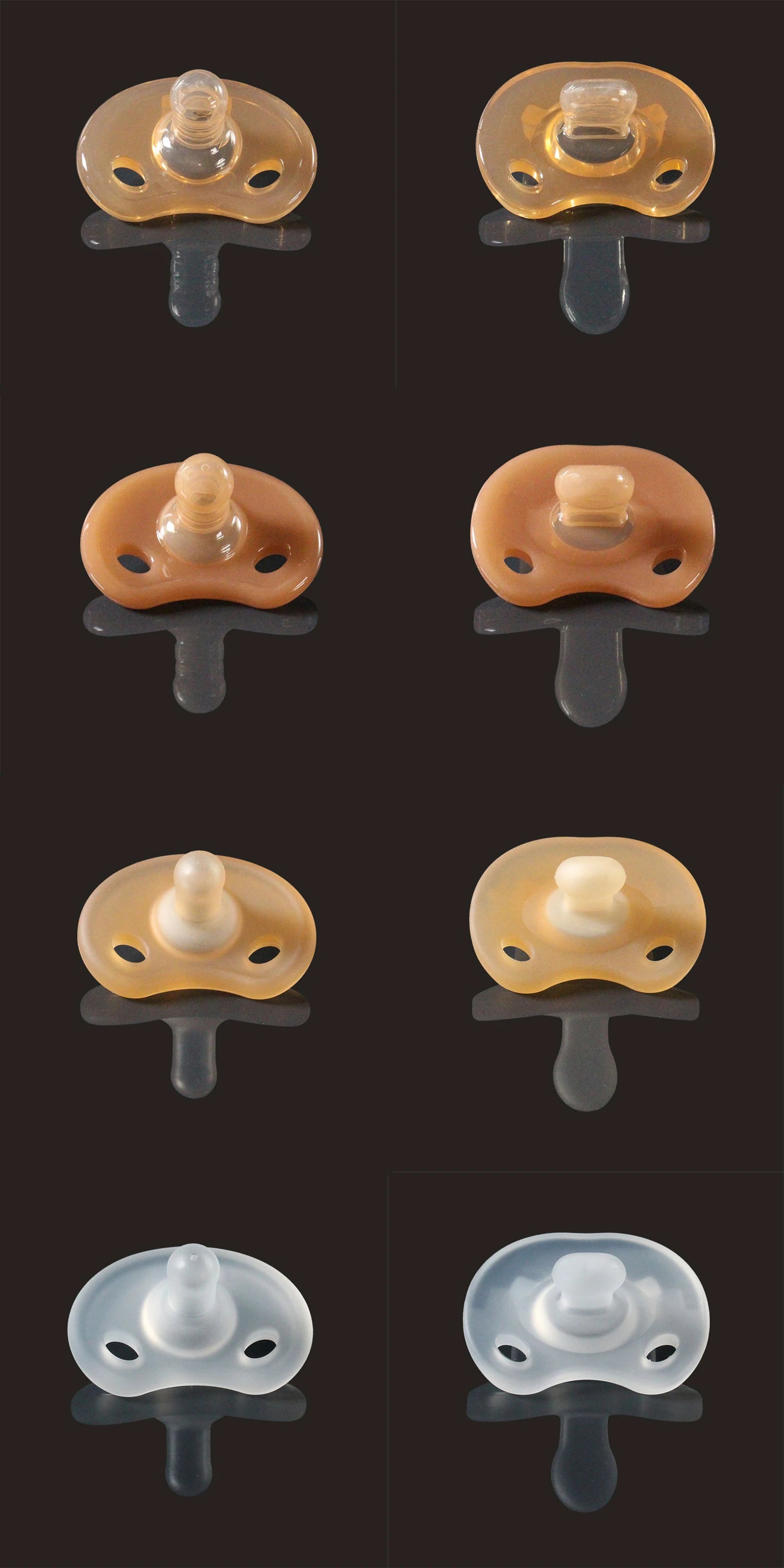 Baby Silicone Pacifiers Flat Nighttime Round day Soft Breathable Frosted Brown Transparent Soother 100% BPA Free Safe Silicone