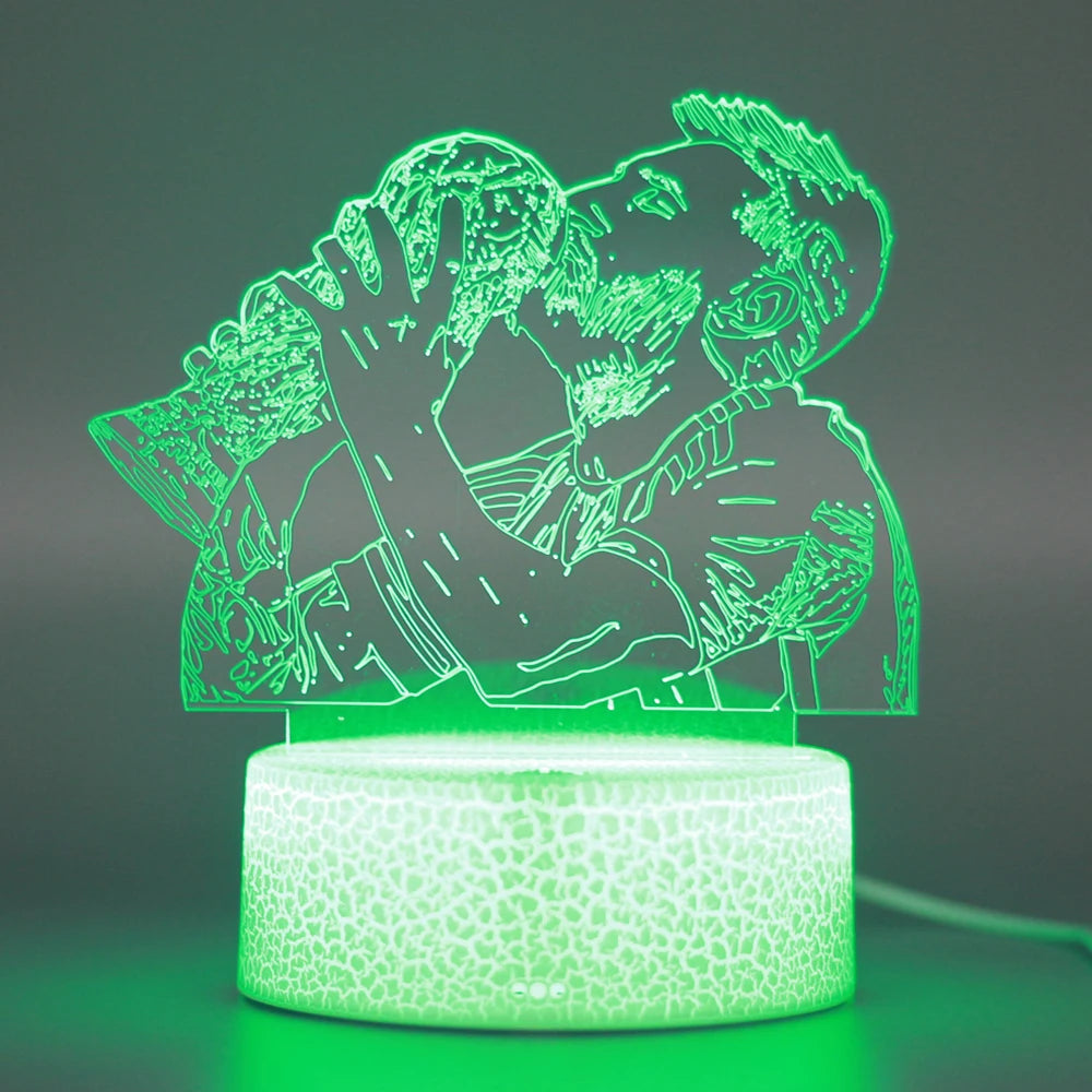 3D Illusion Night Light Messi 7 Color/16 Color Gradient Touch Switch LED Night Light Table Lamp (Crackle White)