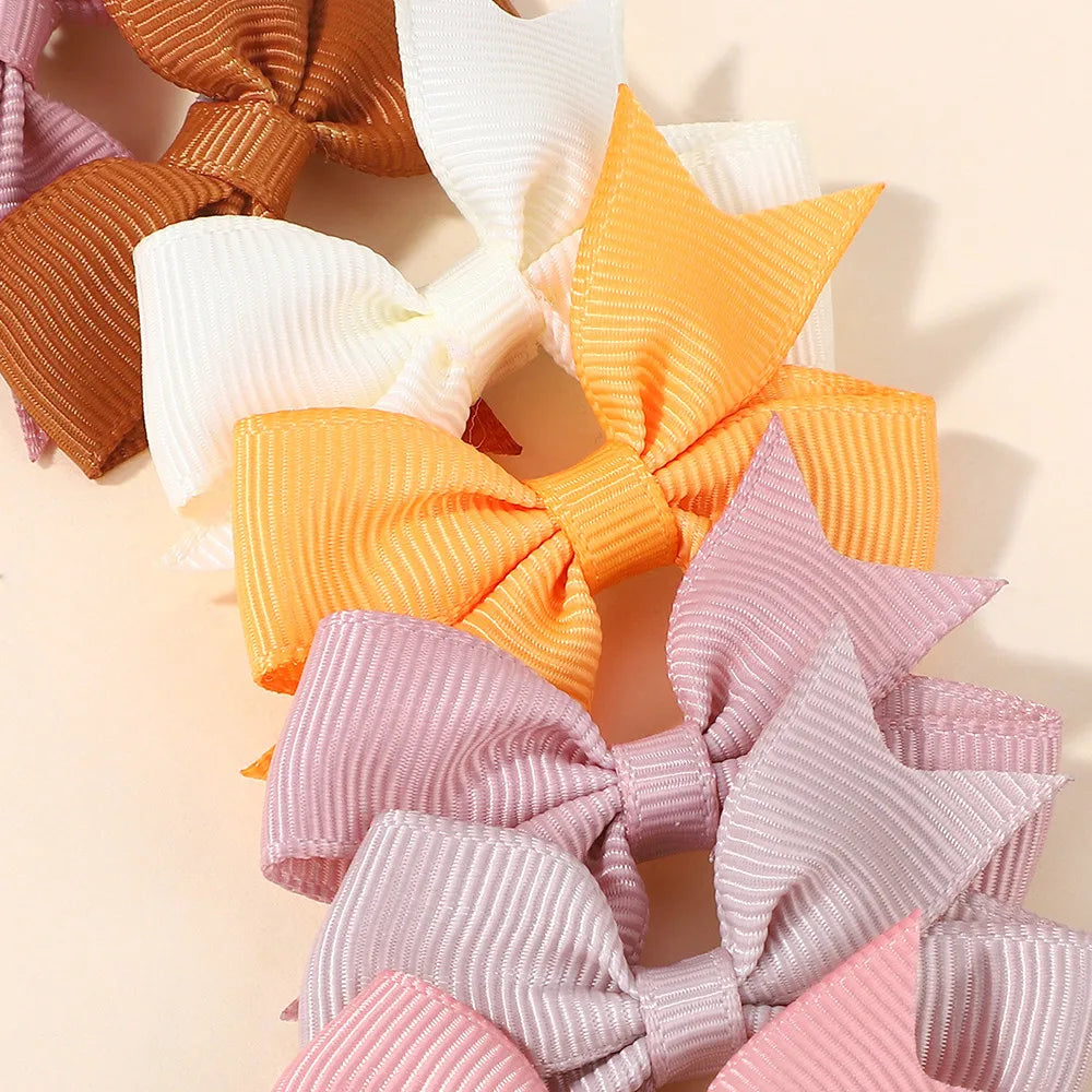24Pcs/set Kids Cute Mini Ribbon Hair Bows Hair Clip for Girls Hair Bangs Safety Barrette Kids Boutique Hairpins Set