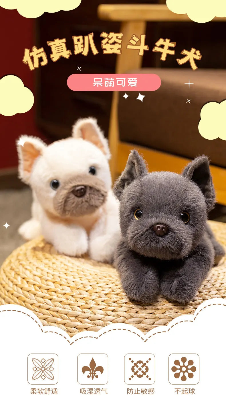 30CM Simulation Lying Bulldog Plush Toy Lovely Bulldog Pillow Stuffed Dog Doll Birthday & Back to School Anime Gift