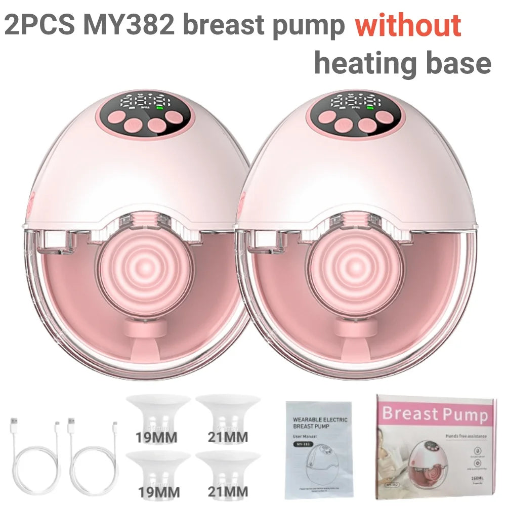 My My382 Wearable Electric Breast Pump Handsfree With UV Sterilize Heating Base BPA Free Double Pump