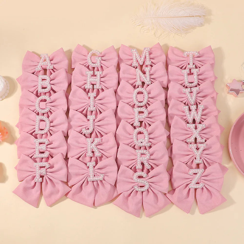 1Pc Solid Color 26 English Letters Hair Bows Clips for Girls Cotton Hairgrips Headwear Baby Hair Accessories Hair Clips Gift