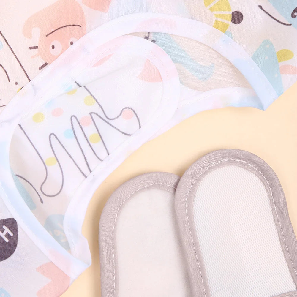 2pcs Waterproof Full Sleeve Baby Bibs Children Apron Long Sleeve Feeding Smock Kids Eating Breastplate Infant Scarf Clothing