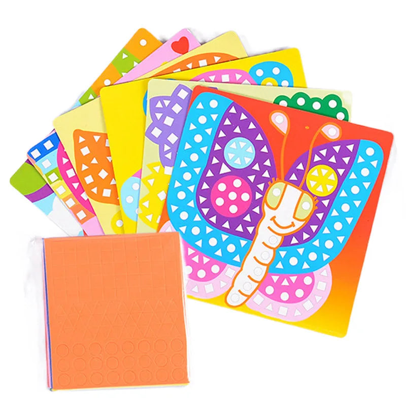 6pcs/set Mosaics Paintings 3D EVA Sticker Airplane Car Spaceship Cat Dog Animal Drawing DIY Foam Handicrafts Decoration TMZ