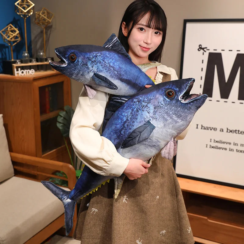 Hot Wholesale Stuffed Fish Throw Pillow 55/75/95cm 3d Simulation Tuna Plush Toys Creative Sofa Pillow Cushion Gift Kids Toy