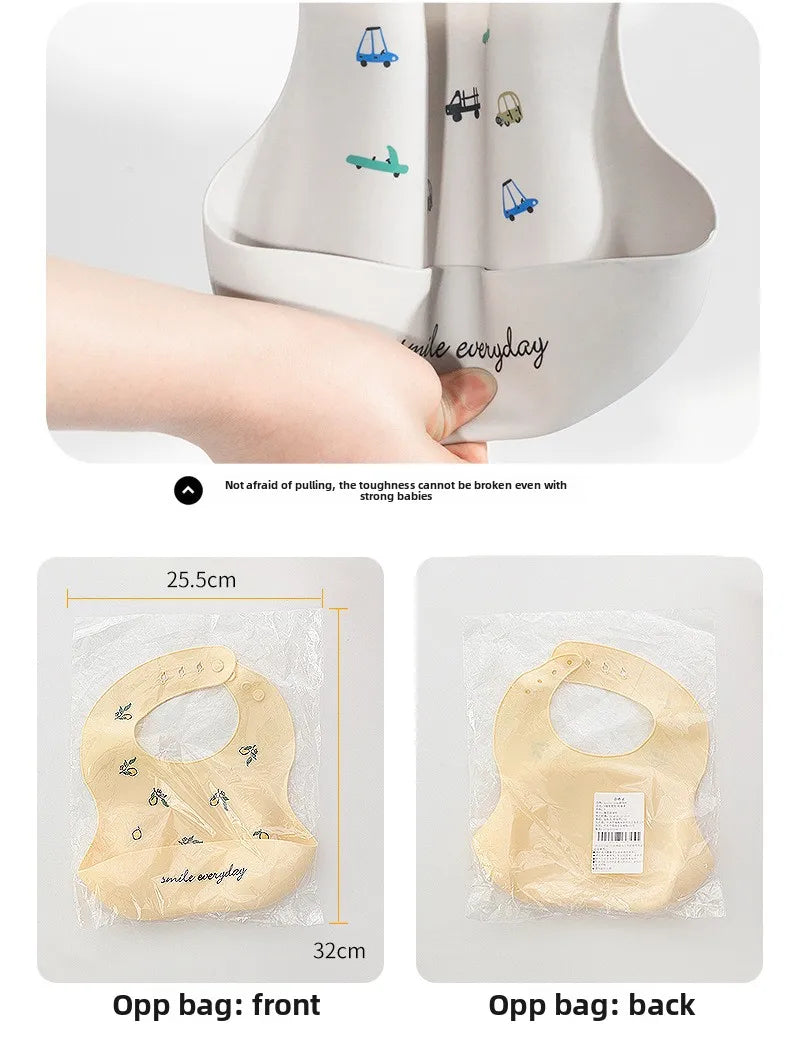 Maternal and Infant Products Baby Bib Waterproof Children's Silicone Bib, Baby Saliva Rice Pocket Leave-in Summer