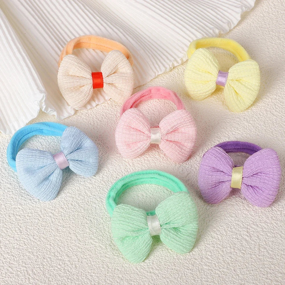 10Pcs/Lot Girls Headbands Flower Hair Strap Horsetail Head Rope Kids Braided Towel Ring Accessories