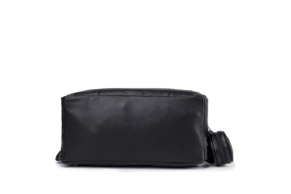 New Fashion PU Black Diaper Backpack for Baby Large Capacity Waterproof Pockets Diaper Bag for Mother Travel Stroller Bag
