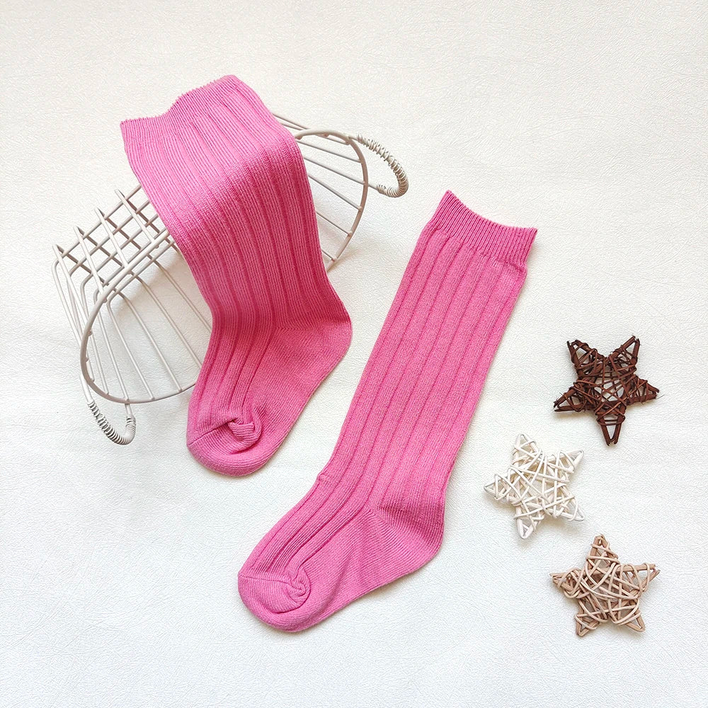 New Fashion Boys Girls Knee High Socks Cotton Breathable Stripe Kids Casual Sock Children School Uniform Socks Baby Socken Long