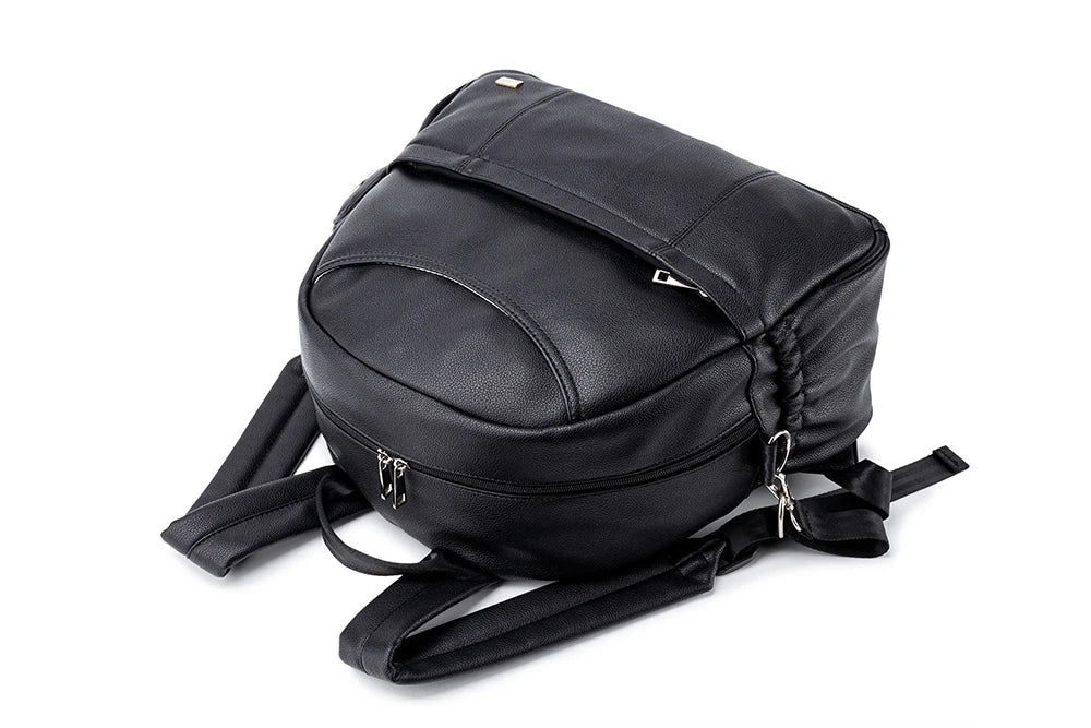 New Fashion PU Black Diaper Backpack for Baby Large Capacity Waterproof Pockets Diaper Bag for Mother Travel Stroller Bag