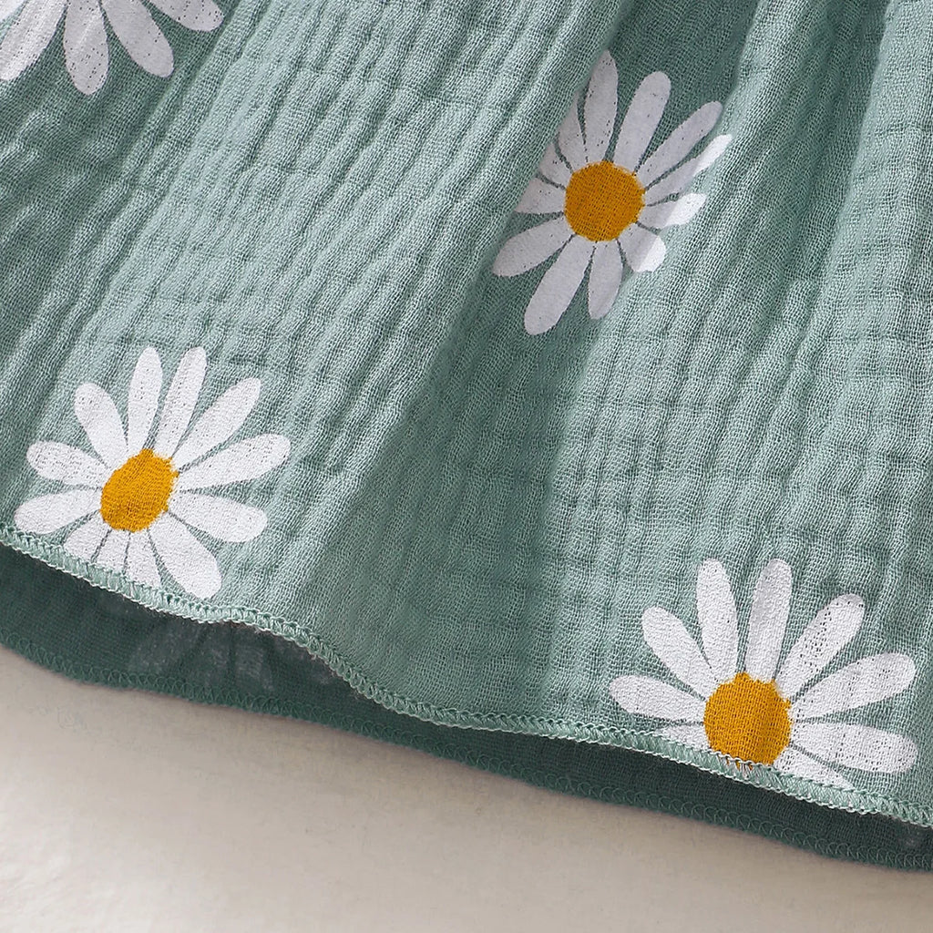 Summer  0-1 Years  Old  Infant  Baby Girls Daisy Print  Fashion  Sleeveless  Casual  Dresses