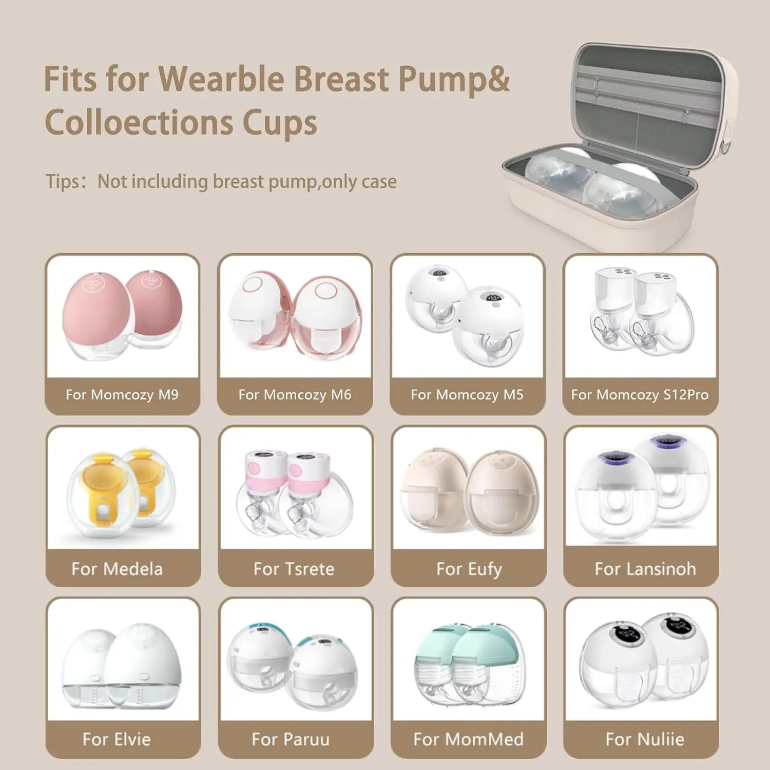 Wearable Breast Pumps Carrying Bag for Hands-Free Breast Pump, Hard Shell Case with Adjustable Crossbody Strap