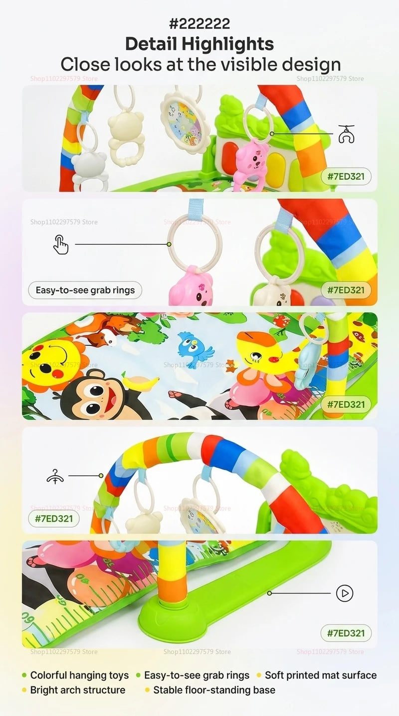 2026 Baby Play Gym Piano Mat for Newborns and Toddlers 0-36 Months Music Activity Center Early Learning Sensory Development Gift