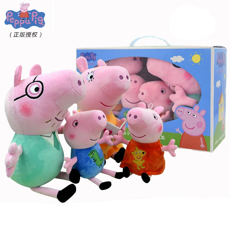 4pcs/set Genuine Peppa Pig 19cm Peppa George 30cm 12'' Mummy Daddy family set Plush Toy Birthday Christmas gift Children Toy